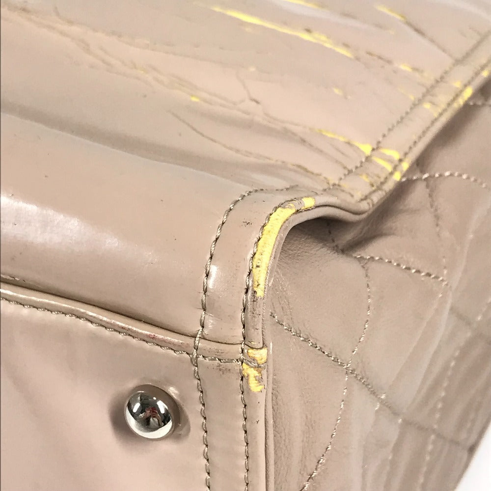 CHANEL リップスティック CC ココマーク ロゴ カバン Wチェーンショルダーバッグ 肩掛け トートバッグ ショルダーバッグ エナメル レディース ベージュ