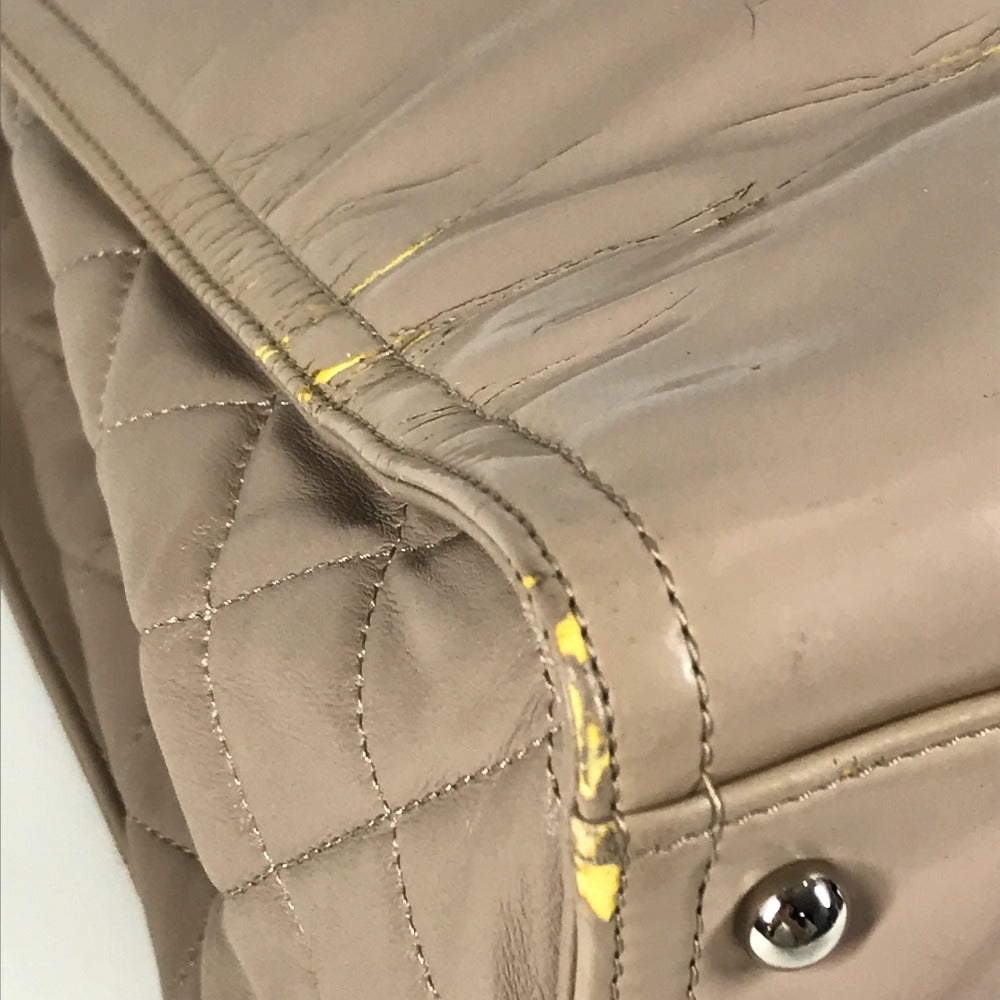 CHANEL リップスティック CC ココマーク ロゴ カバン Wチェーンショルダーバッグ 肩掛け トートバッグ ショルダーバッグ エナメル レディース ベージュ