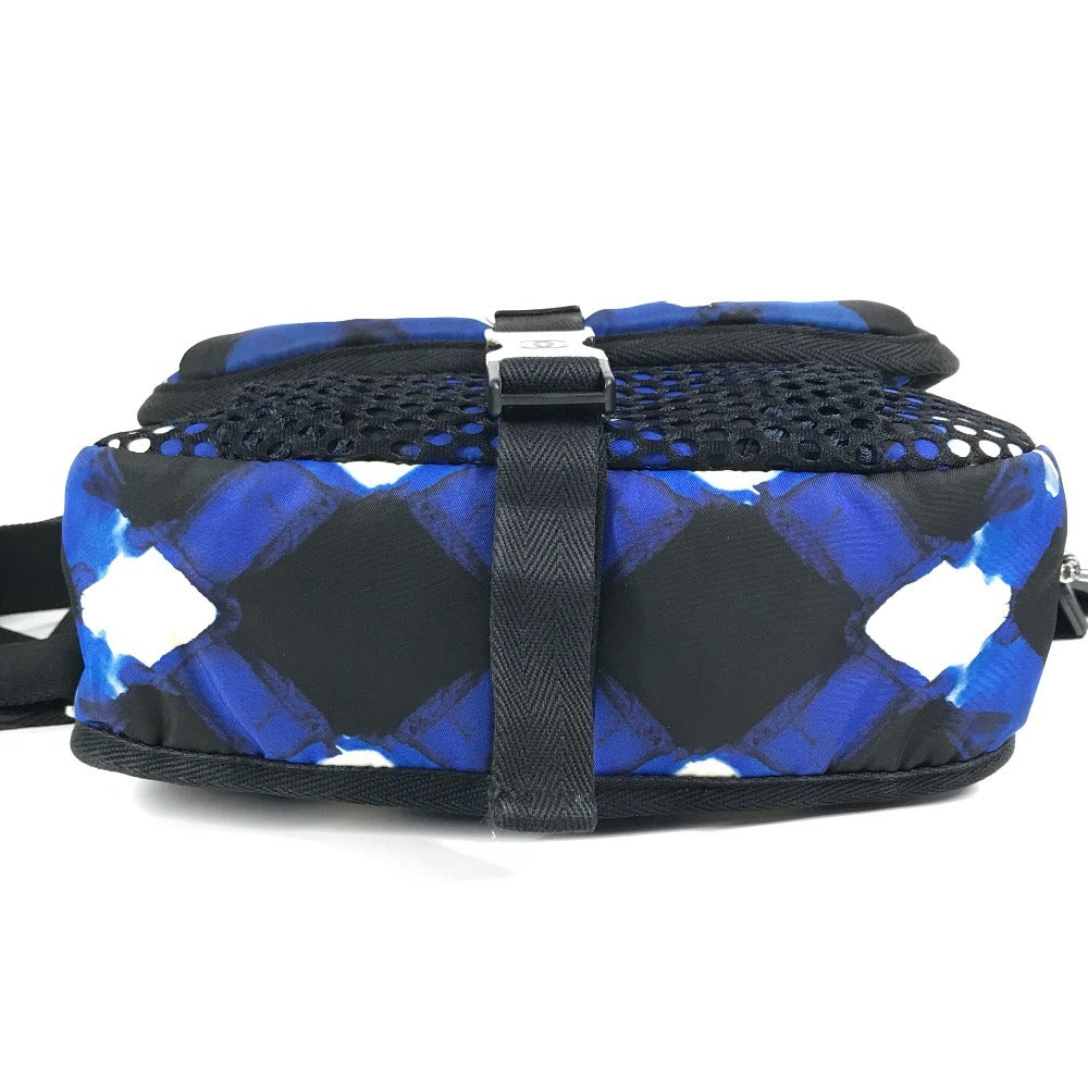 CHANEL エアライン チャーム付き CC ココマーク ロゴ 斜め掛け フラップ カバン メッセンジャーバッグ メッシュ ショルダーバッグ レザー/ナイロン ユニセックス ブルー