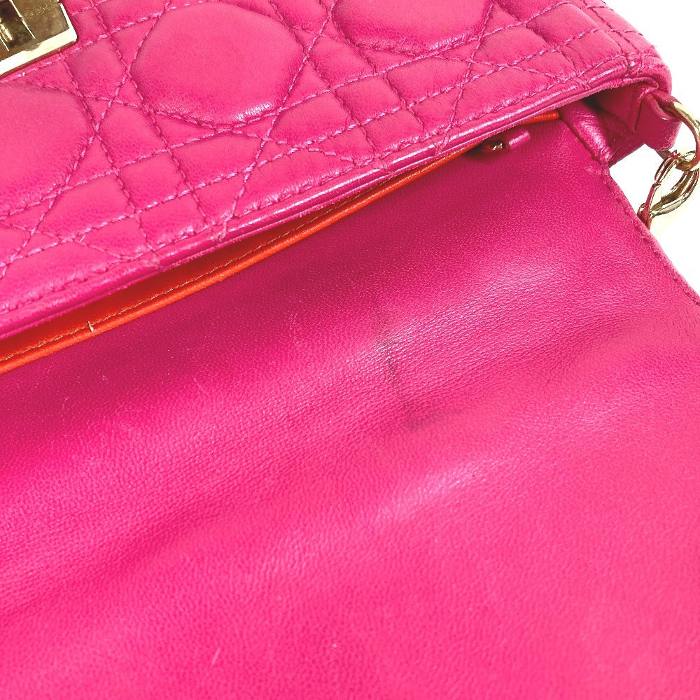 Dior 2WAYバッグ クラッチバッグ カナージュ ロゴ カバン 斜め掛け チェーンバッグ ショルダーバッグ レザー レディース ピンク