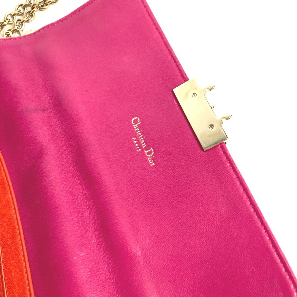Dior 2WAYバッグ クラッチバッグ カナージュ ロゴ カバン 斜め掛け チェーンバッグ ショルダーバッグ レザー レディース ピンク