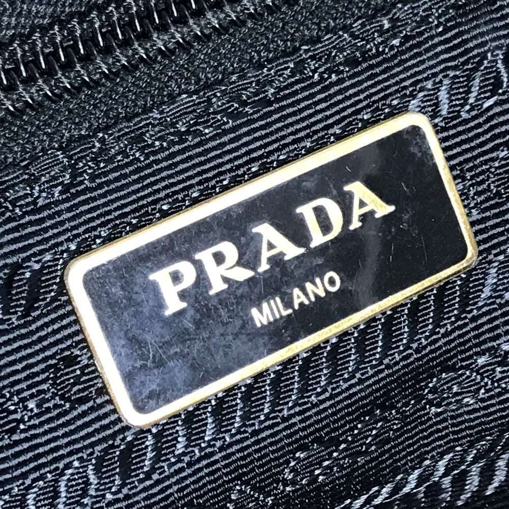 PRADA 花柄 フラワー トライアングルロゴ 三角ロゴ プレート カバン ハンドバッグ 肩掛け 2WAYバッグ ショルダーバッグ トートバッグ レザー/ナイロン レディース ブラック