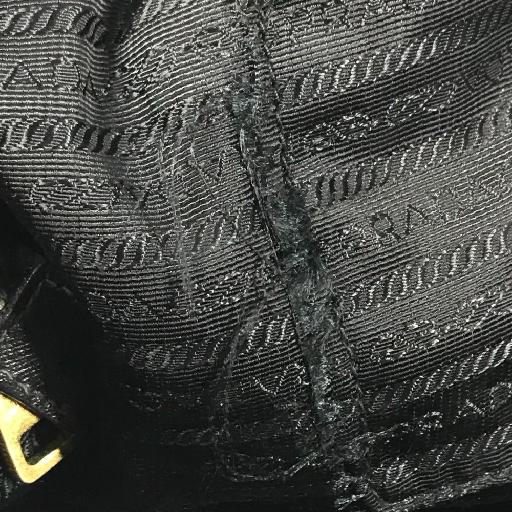 PRADA 花柄 フラワー トライアングルロゴ 三角ロゴ プレート カバン ハンドバッグ 肩掛け 2WAYバッグ ショルダーバッグ トートバッグ レザー/ナイロン レディース ブラック