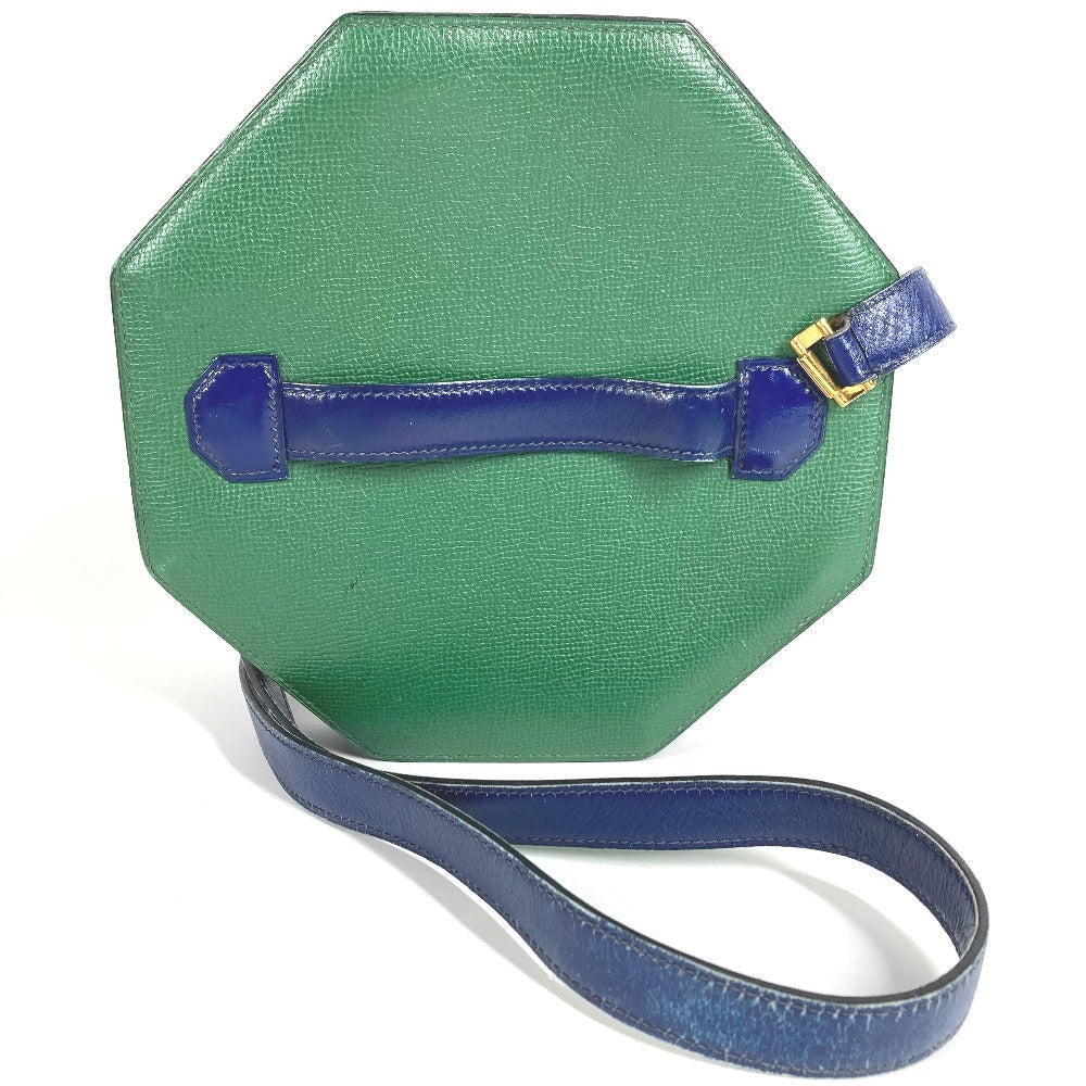 HERMES ヴィンテージ バンドネオン 2WAYバッグ ハンドバッグ クラッチバッグ 斜め掛け ポシェット バイカラー ショルダーバッグ レザー ユニセックス グリーン×ブルー