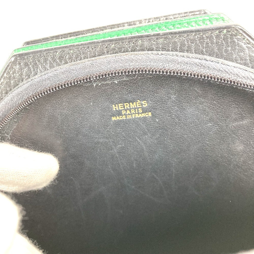 HERMES ヴィンテージ バンドネオン 2WAYバッグ ハンドバッグ クラッチバッグ 斜め掛け ポシェット バイカラー ショルダーバッグ レザー ユニセックス グリーン×ブルー