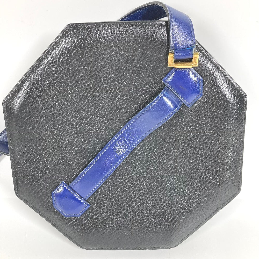 HERMES ヴィンテージ バンドネオン 2WAYバッグ ハンドバッグ クラッチバッグ 斜め掛け ポシェット バイカラー ショルダーバッグ レザー ユニセックス グリーン×ブルー