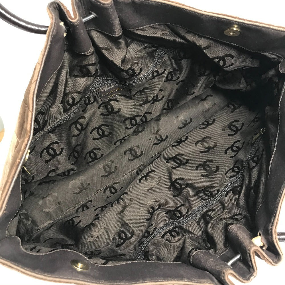 CHANEL ラウンドハンドル CC ココマーク ロゴ キルティング マトラッセ カバン ハンドバッグ ベロア レディース ブラウン