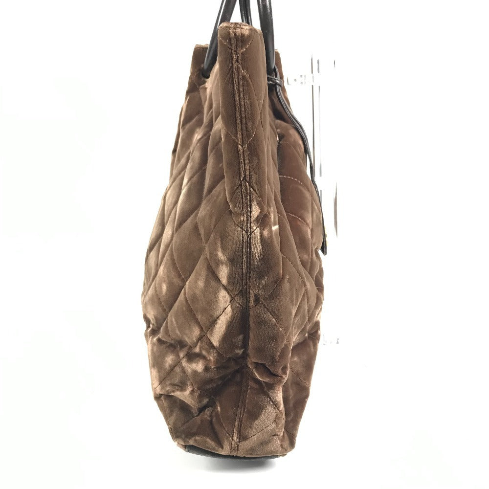 CHANEL ラウンドハンドル CC ココマーク ロゴ キルティング マトラッセ カバン ハンドバッグ ベロア レディース ブラウン