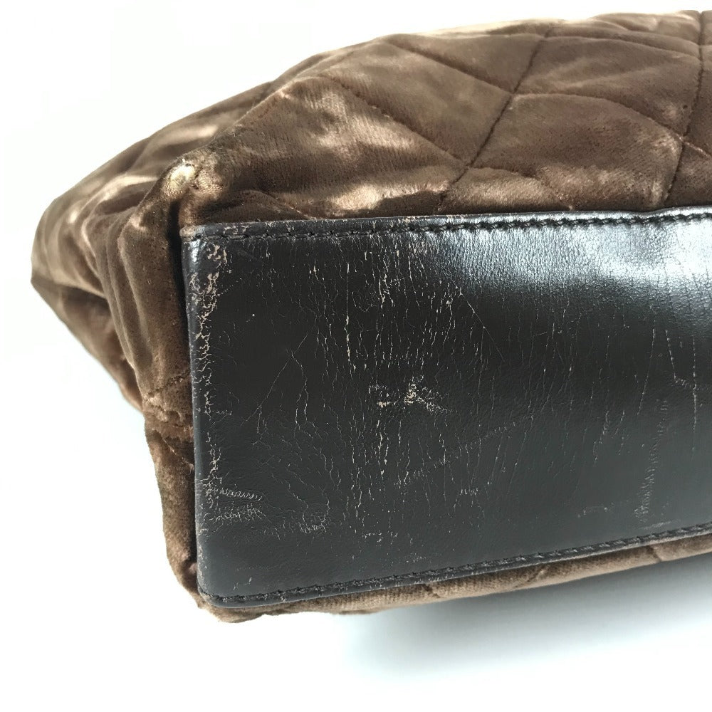 CHANEL ラウンドハンドル CC ココマーク ロゴ キルティング マトラッセ カバン ハンドバッグ ベロア レディース ブラウン