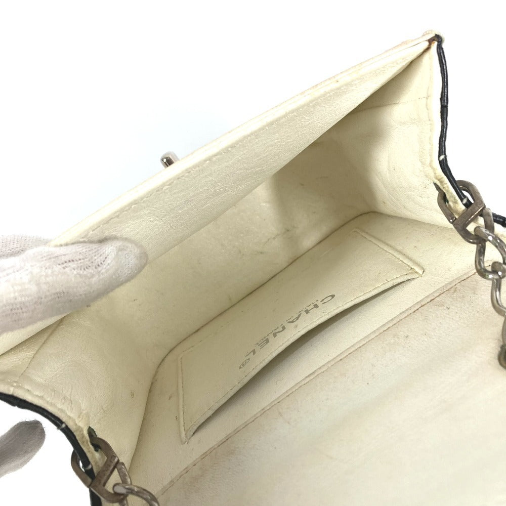 CHANEL CC Coco Mark Logo Mini Matelasse Chocolate Bar Chain Bag, Crossbody Flap Shoulder Bag, Patent Leather, Women's, White