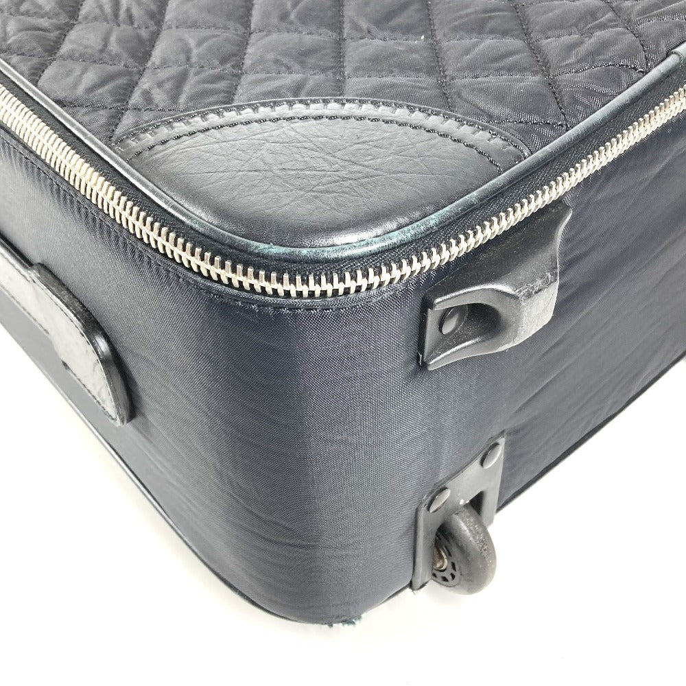CHANEL A33107 Paris-New York Line Matelassé Quilting CC Logo Coco Mark Suitcase 2-Wheel Travel Bag Carry Bag Leather/Nylon Unisex Black