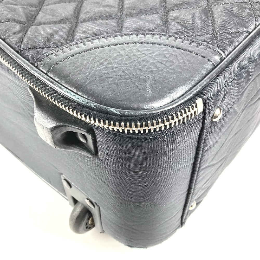 CHANEL A33107 Paris-New York Line Matelassé Quilting CC Logo Coco Mark Suitcase 2-Wheel Travel Bag Carry Bag Leather/Nylon Unisex Black