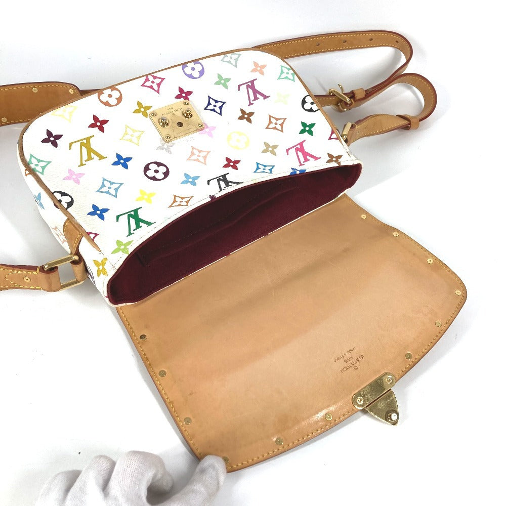 LOUIS VUITTON M92661 Monogram Multicolore Sologne Shoulder Bag with Flap and Studs, Monogram Multicolore Canvas, Women's, Blanc and White