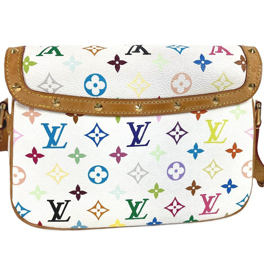 LOUIS VUITTON M92661 Monogram Multicolore Sologne Shoulder Bag with Flap and Studs, Monogram Multicolore Canvas, Women's, Blanc and White