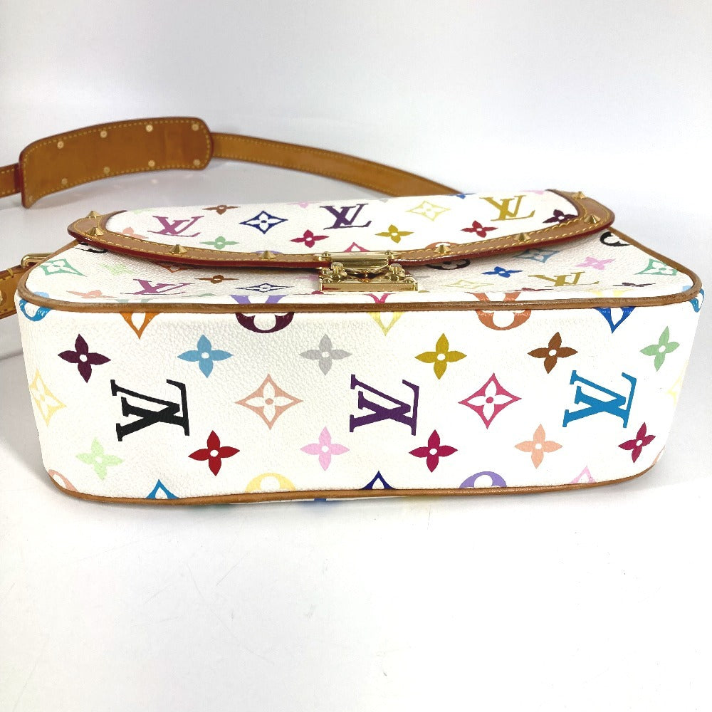 LOUIS VUITTON M92661 Monogram Multicolore Sologne Shoulder Bag with Flap and Studs, Monogram Multicolore Canvas, Women's, Blanc and White