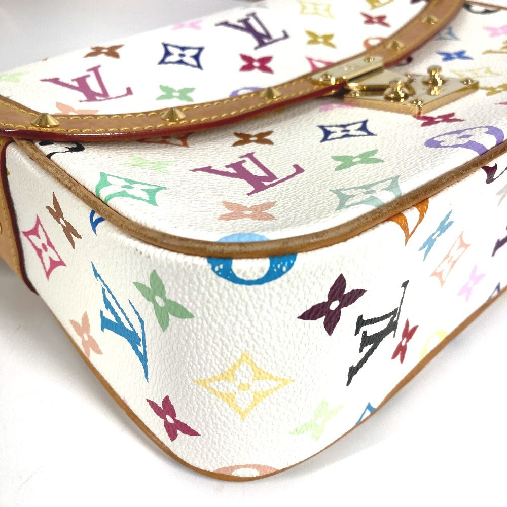 LOUIS VUITTON M92661 Monogram Multicolore Sologne Shoulder Bag with Flap and Studs, Monogram Multicolore Canvas, Women's, Blanc and White