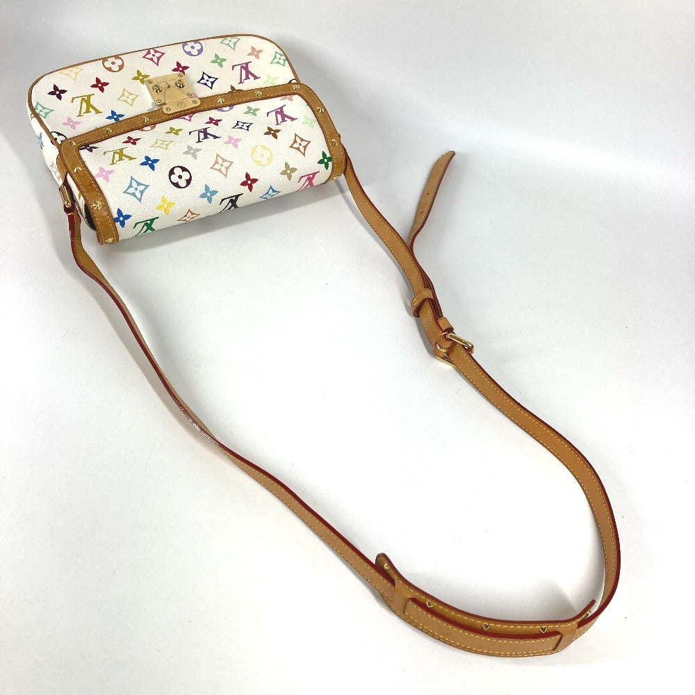 LOUIS VUITTON M92661 Monogram Multicolore Sologne Shoulder Bag with Flap and Studs, Monogram Multicolore Canvas, Women's, Blanc and White