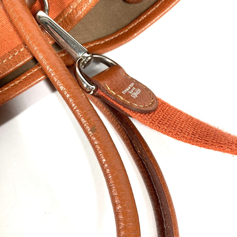 HERMES トートバッグ 縦型 ガーデンファイルPM ガーデンファイル PM カバン ハンドバック バック 2WAYバッグ ショルダーバッグ レザー/キャンバス レディース オレンジ