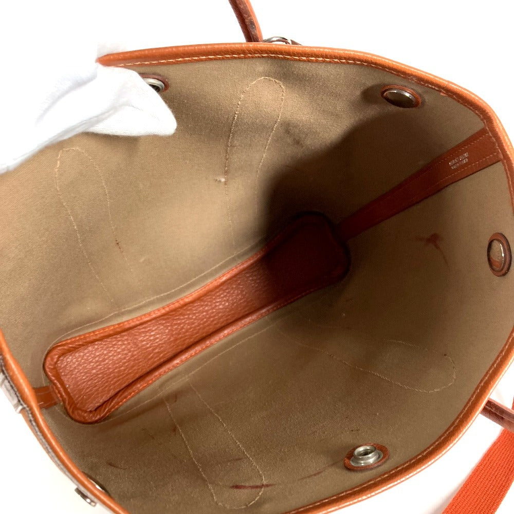 HERMES トートバッグ 縦型 ガーデンファイルPM ガーデンファイル PM カバン ハンドバック バック 2WAYバッグ ショルダーバッグ レザー/キャンバス レディース オレンジ