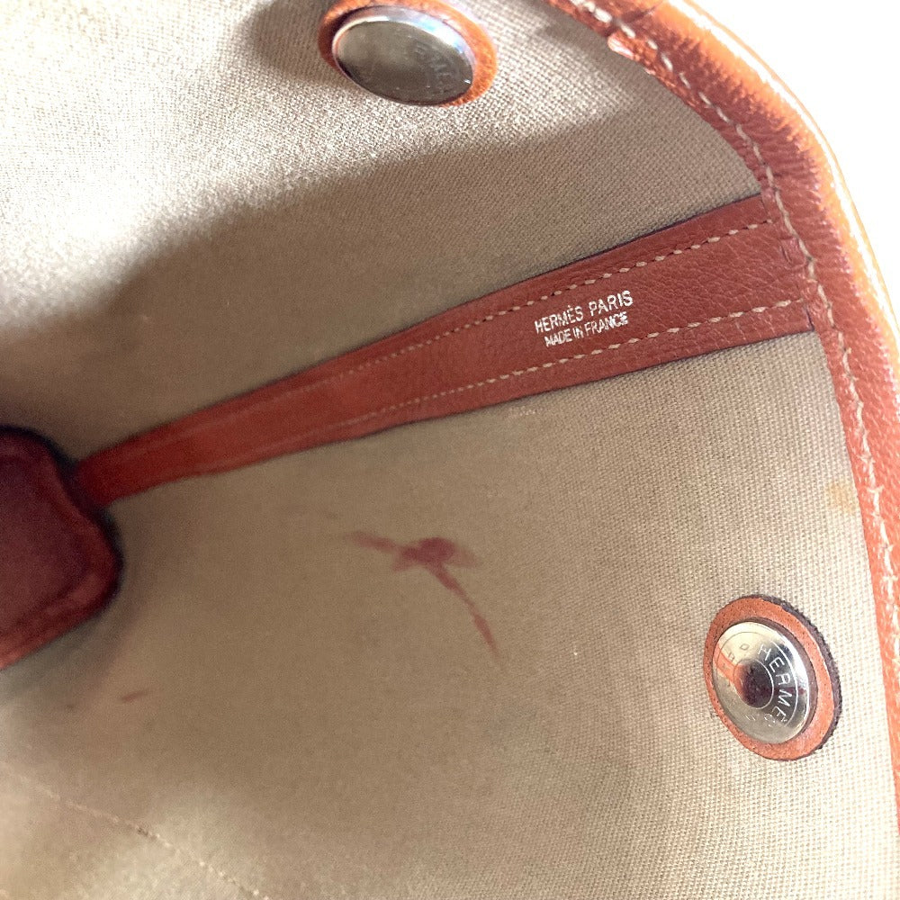 HERMES トートバッグ 縦型 ガーデンファイルPM ガーデンファイル PM カバン ハンドバック バック 2WAYバッグ ショルダーバッグ レザー/キャンバス レディース オレンジ