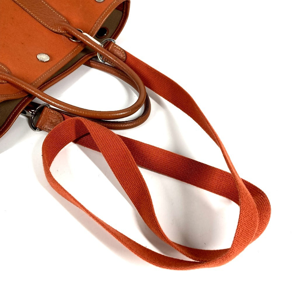 HERMES トートバッグ 縦型 ガーデンファイルPM ガーデンファイル PM カバン ハンドバック バック 2WAYバッグ ショルダーバッグ レザー/キャンバス レディース オレンジ