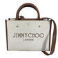 JIMMY CHOO Logo Avenue S Bag, 2-Way Handbag, Tote Bag, Shoulder Bag, Leather/Canvas, Unisex, Beige