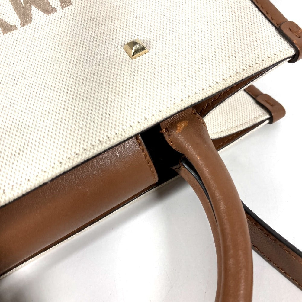 JIMMY CHOO Logo Avenue S Bag, 2-Way Handbag, Tote Bag, Shoulder Bag, Leather/Canvas, Unisex, Beige