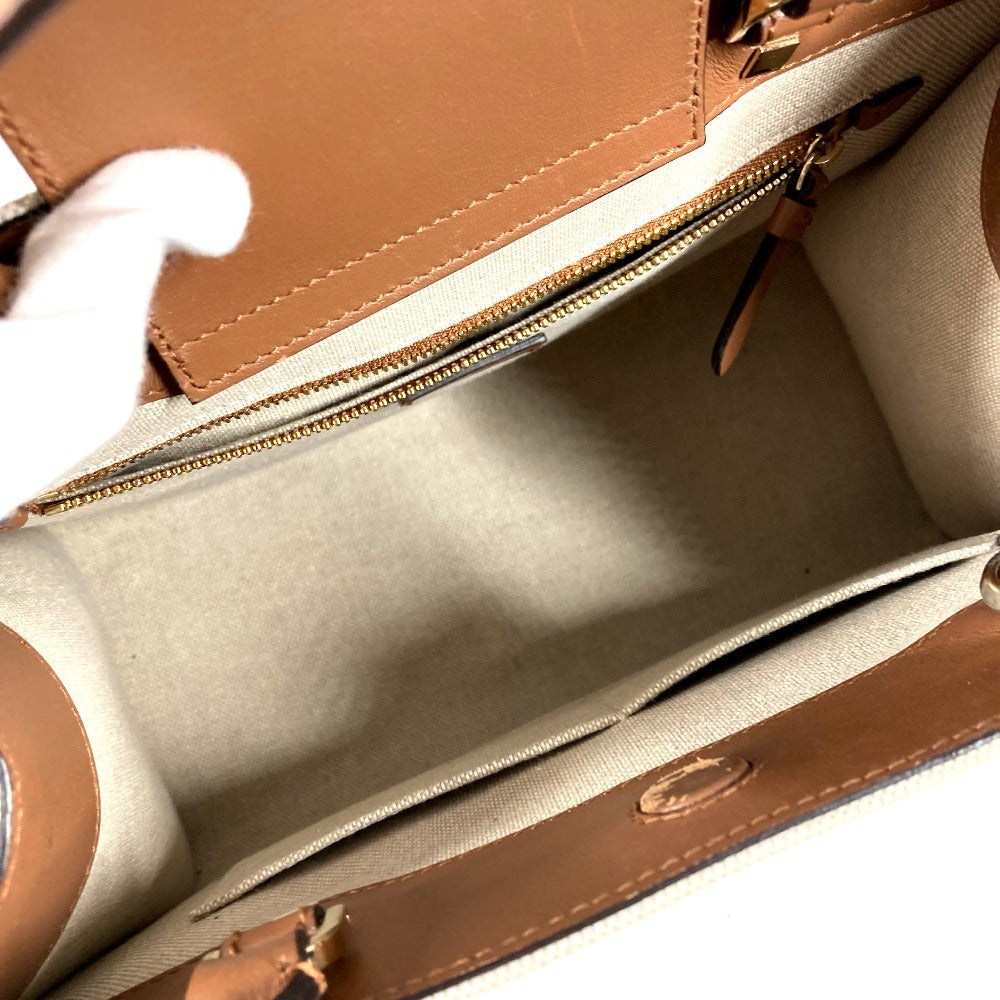 JIMMY CHOO Logo Avenue S Bag, 2-Way Handbag, Tote Bag, Shoulder Bag, Leather/Canvas, Unisex, Beige