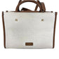 JIMMY CHOO Logo Avenue S Bag, 2-Way Handbag, Tote Bag, Shoulder Bag, Leather/Canvas, Unisex, Beige