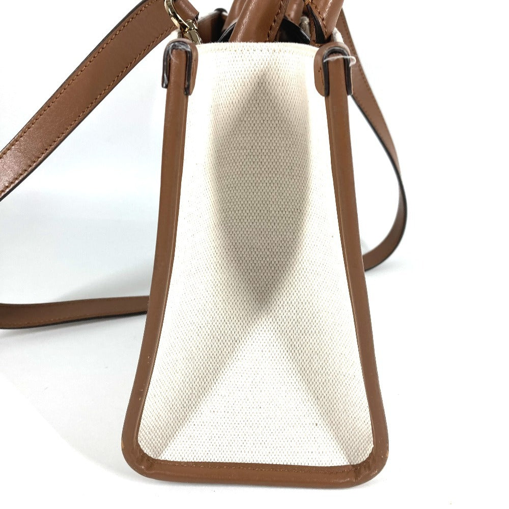 JIMMY CHOO Logo Avenue S Bag, 2-Way Handbag, Tote Bag, Shoulder Bag, Leather/Canvas, Unisex, Beige