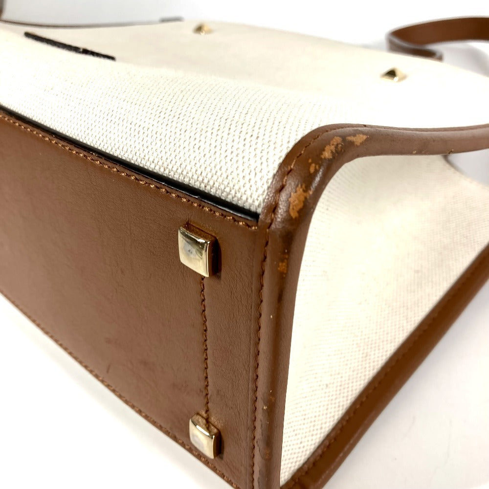 JIMMY CHOO Logo Avenue S Bag, 2-Way Handbag, Tote Bag, Shoulder Bag, Leather/Canvas, Unisex, Beige
