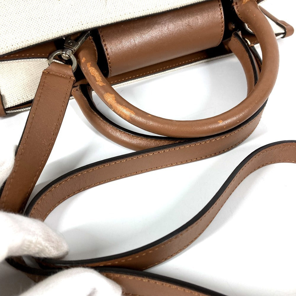 JIMMY CHOO Logo Avenue S Bag, 2-Way Handbag, Tote Bag, Shoulder Bag, Leather/Canvas, Unisex, Beige