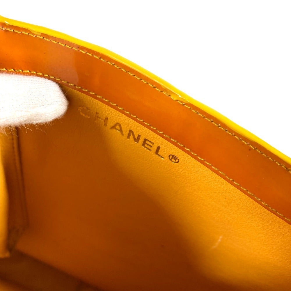 CHANEL logo tote bag, patent leather shoulder bag, women's, orange
