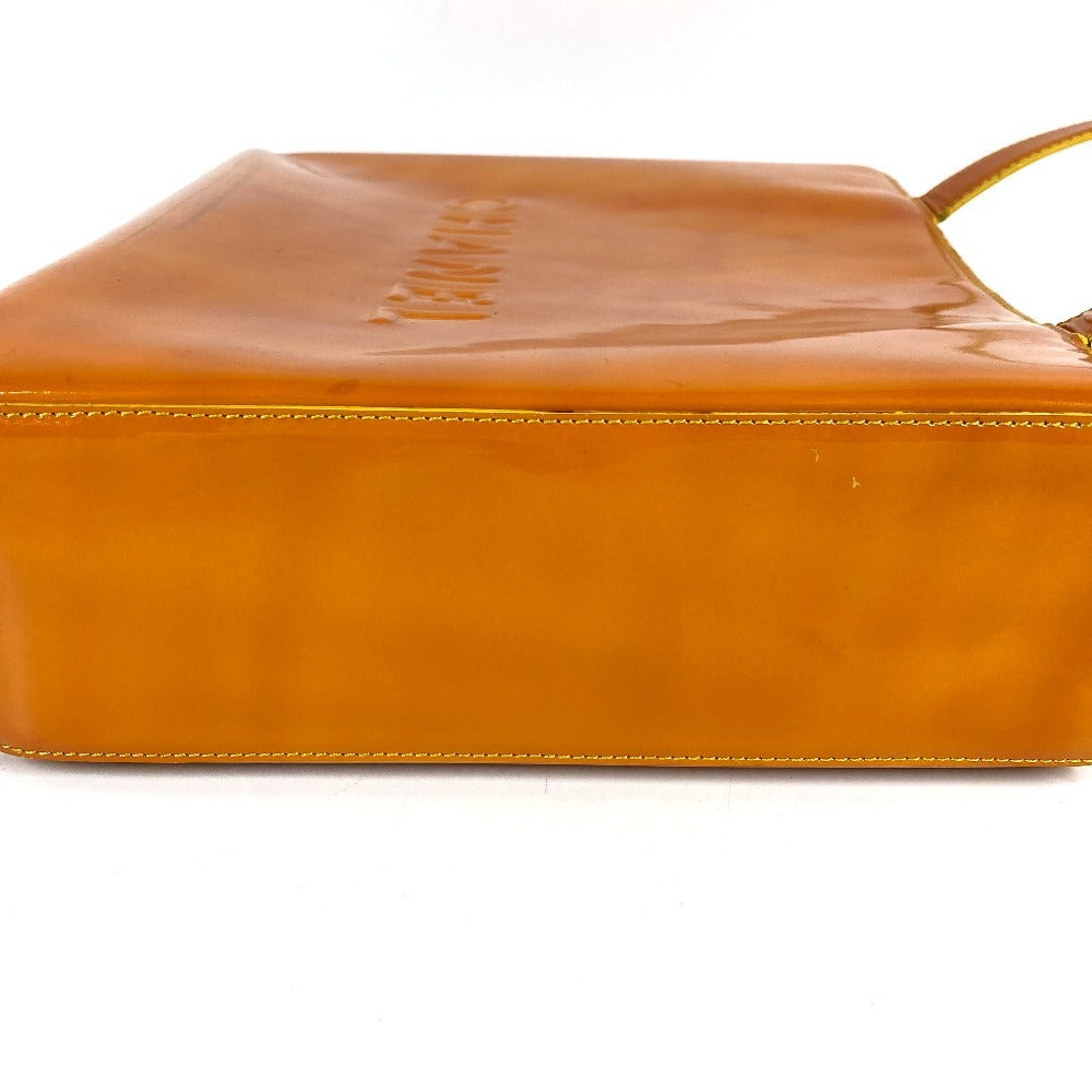 CHANEL logo tote bag, patent leather shoulder bag, women's, orange