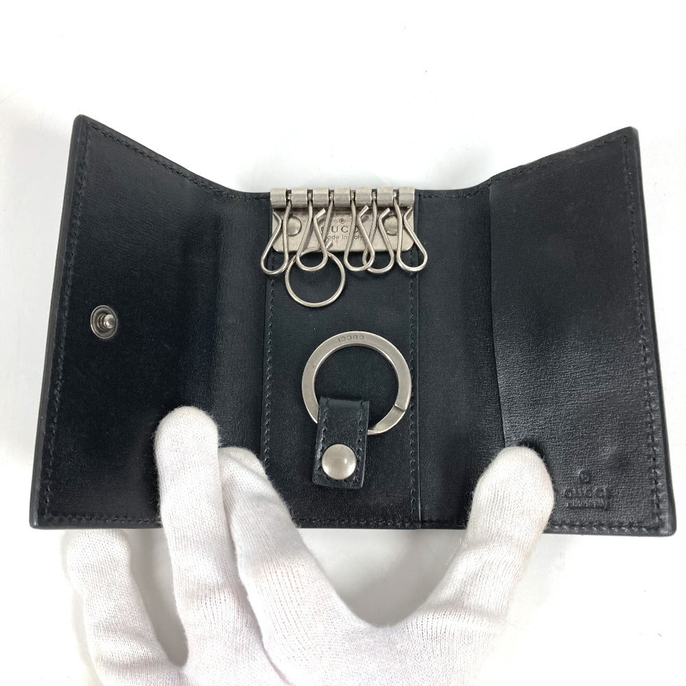 GUCCI 435305 GGマーモント GG ロゴ 6P キーリング 6ポイント 鍵 キーケース レザー ユニセックス ブラック