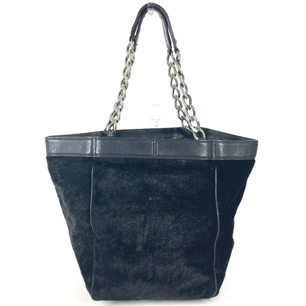 CHANEL CC Coco Mark Logo Tote Bag, Chain Bag, Shoulder Bag, Porcelain Leather, Women's, Black