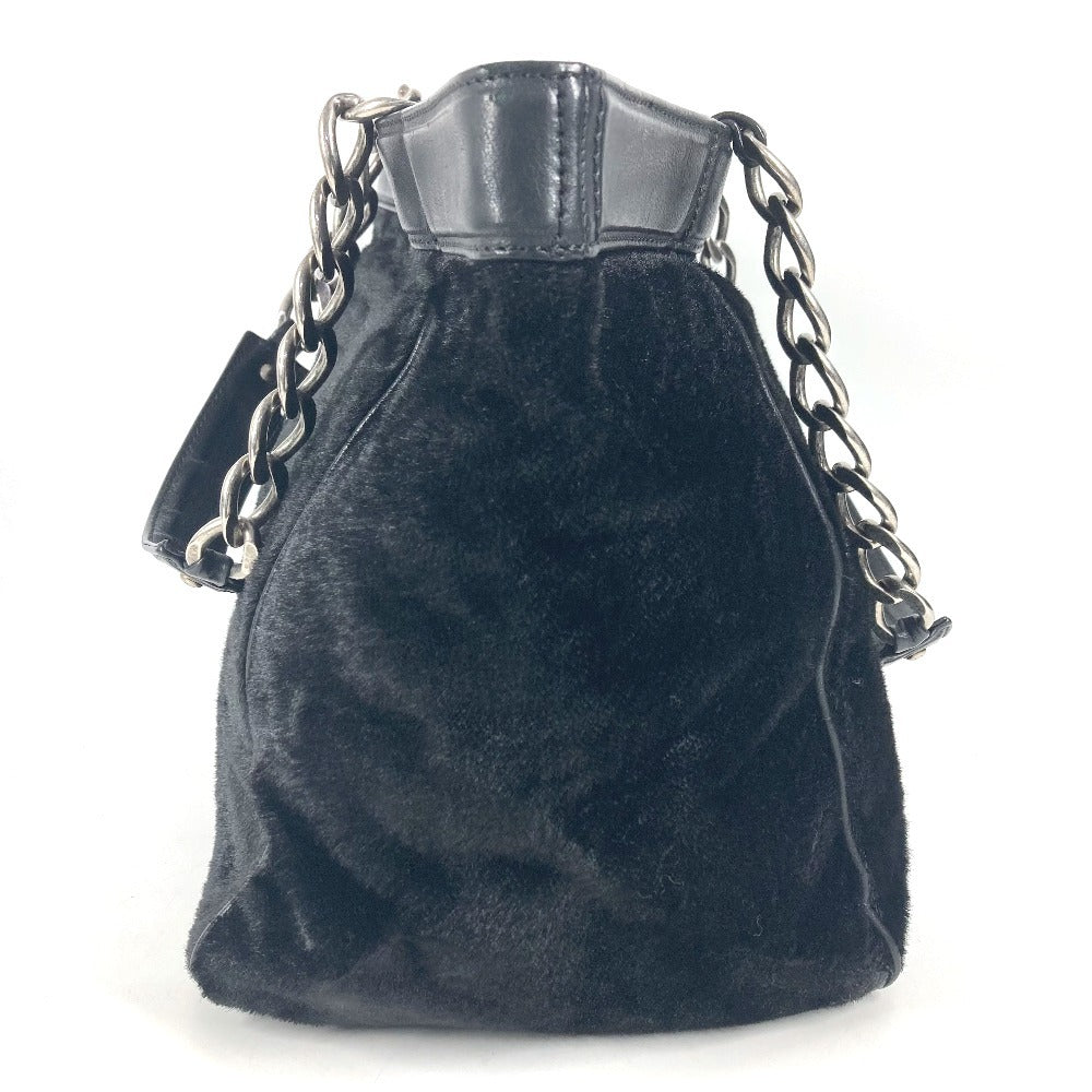 CHANEL CC Coco Mark Logo Tote Bag, Chain Bag, Shoulder Bag, Porcelain Leather, Women's, Black