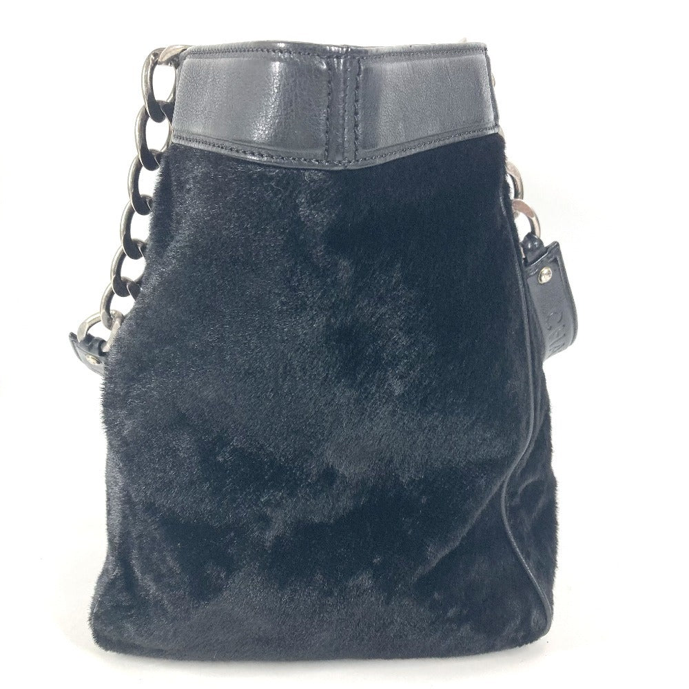 CHANEL CC Coco Mark Logo Tote Bag, Chain Bag, Shoulder Bag, Porcelain Leather, Women's, Black