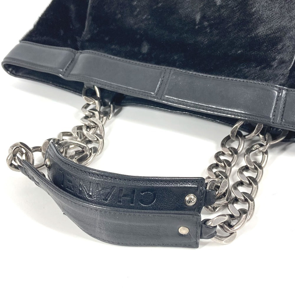 CHANEL CC Coco Mark Logo Tote Bag, Chain Bag, Shoulder Bag, Porcelain Leather, Women's, Black