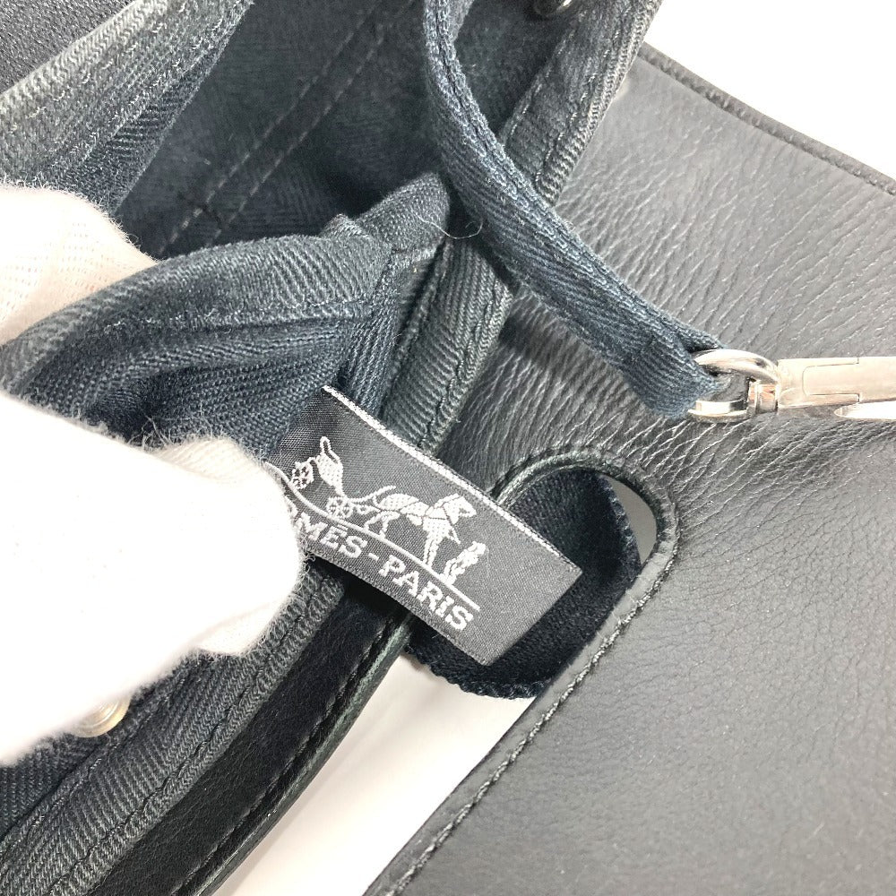 HERMES Valparaiso Long PM Tote Bag/Handbag in Canvas/Leather, Unisex, Black