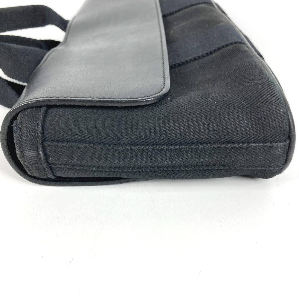 HERMES Valparaiso Long PM Tote Bag/Handbag in Canvas/Leather, Unisex, Black