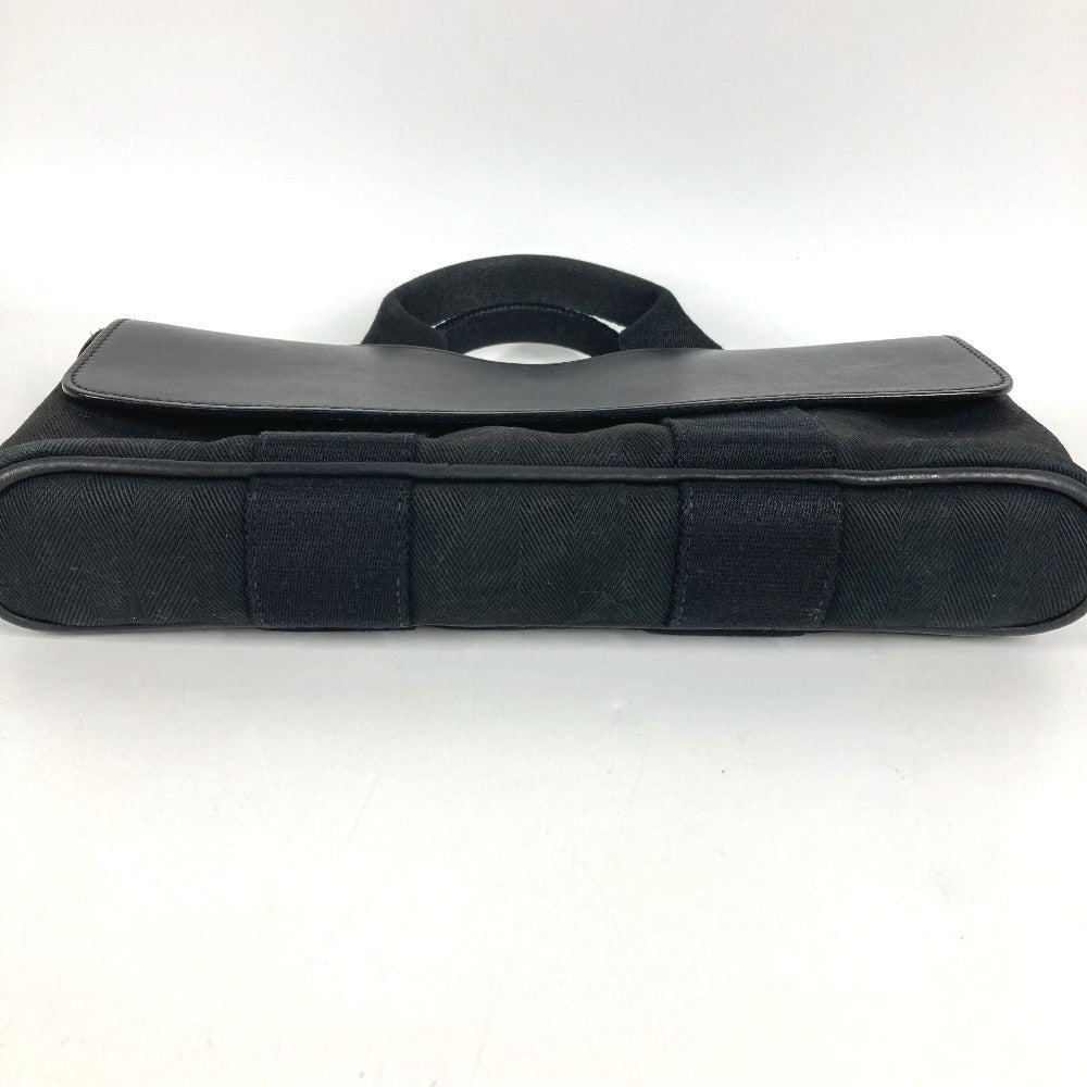 HERMES Valparaiso Long PM Tote Bag/Handbag in Canvas/Leather, Unisex, Black