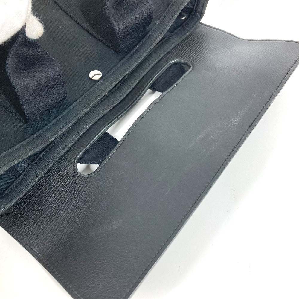 HERMES Valparaiso Long PM Tote Bag/Handbag in Canvas/Leather, Unisex, Black