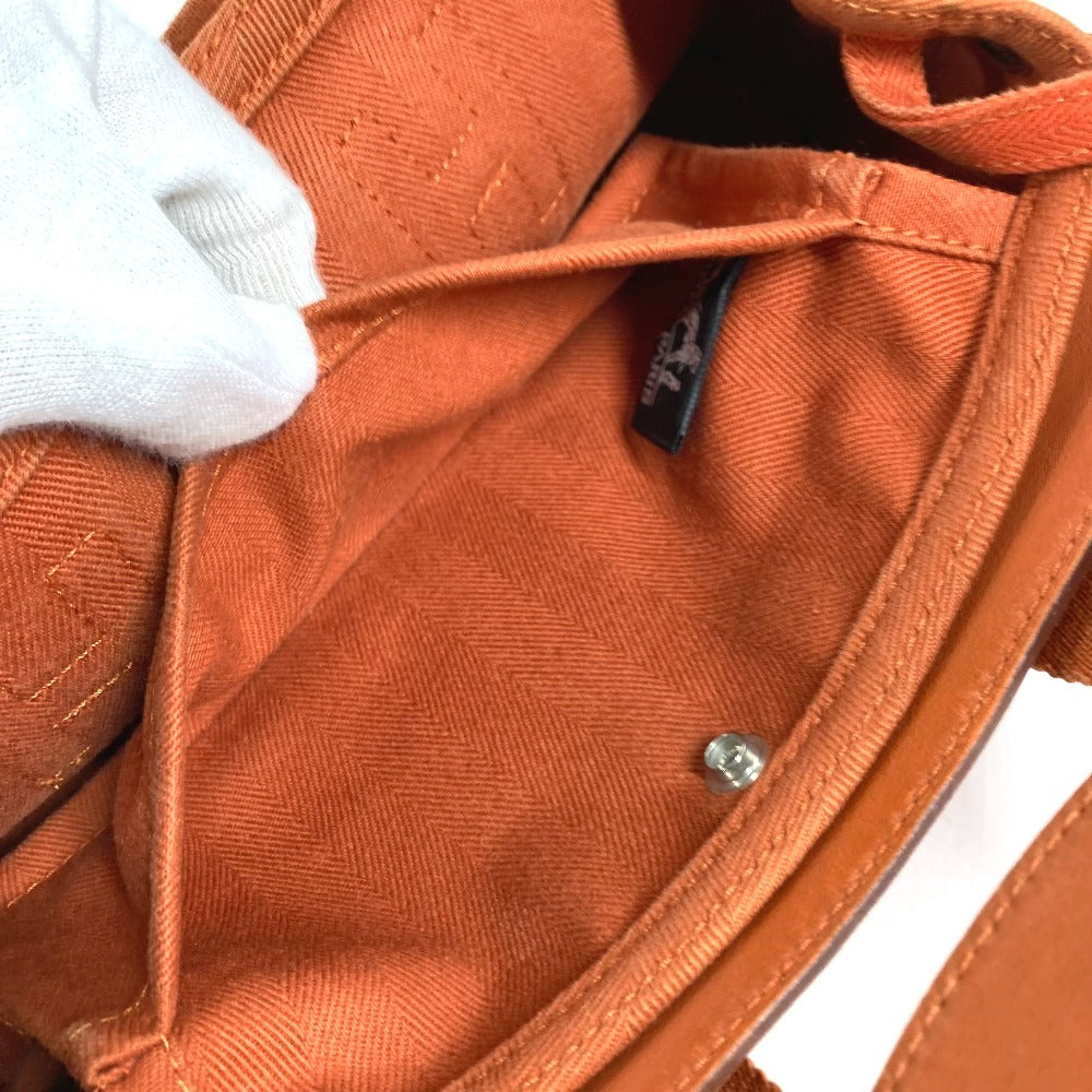 HERMES Valparaiso Long PM Tote Bag with Pouch, Leather/Canvas, Unisex, Orange