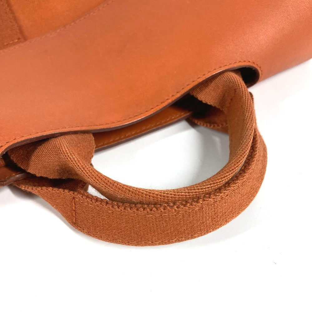 HERMES Valparaiso Long PM Tote Bag with Pouch, Leather/Canvas, Unisex, Orange