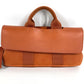 HERMES Valparaiso Long PM Tote Bag with Pouch, Leather/Canvas, Unisex, Orange