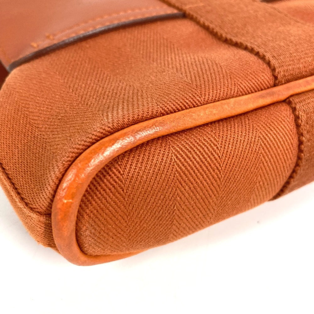 HERMES Valparaiso Long PM Tote Bag with Pouch, Leather/Canvas, Unisex, Orange