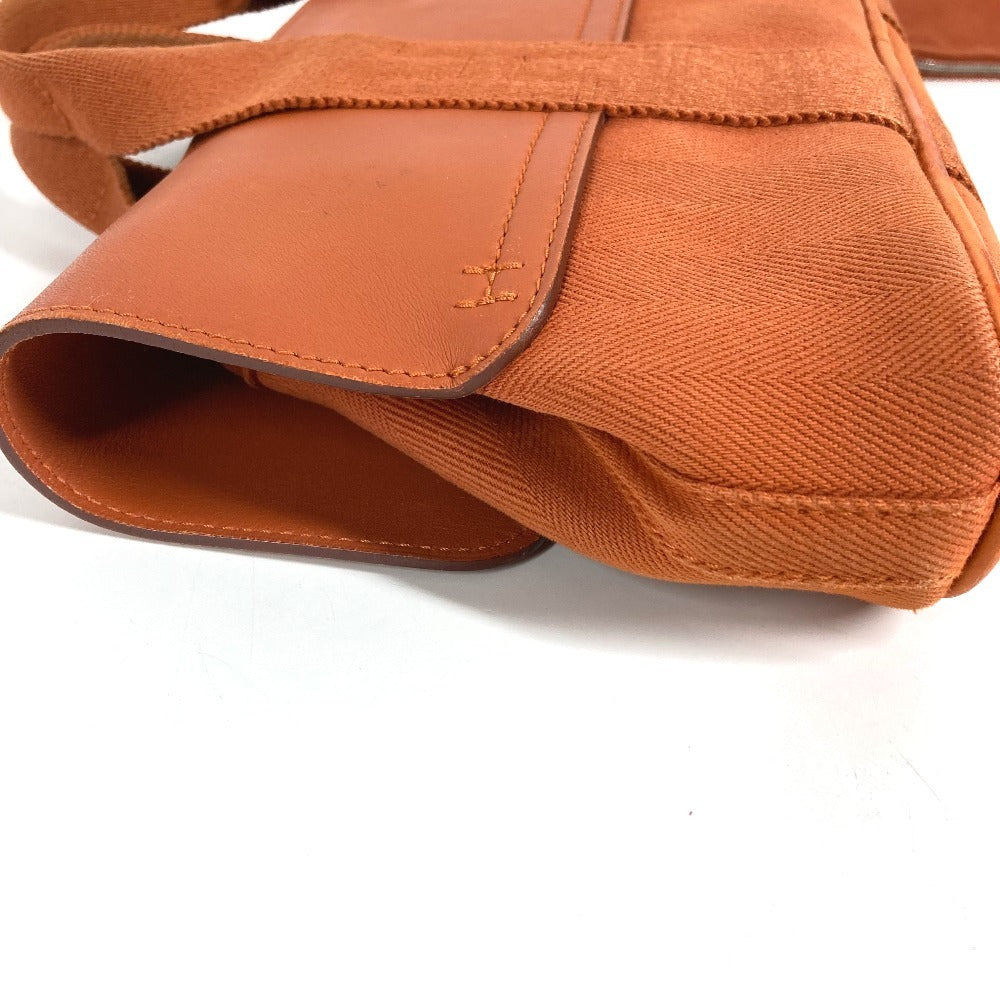HERMES Valparaiso Long PM Tote Bag with Pouch, Leather/Canvas, Unisex, Orange