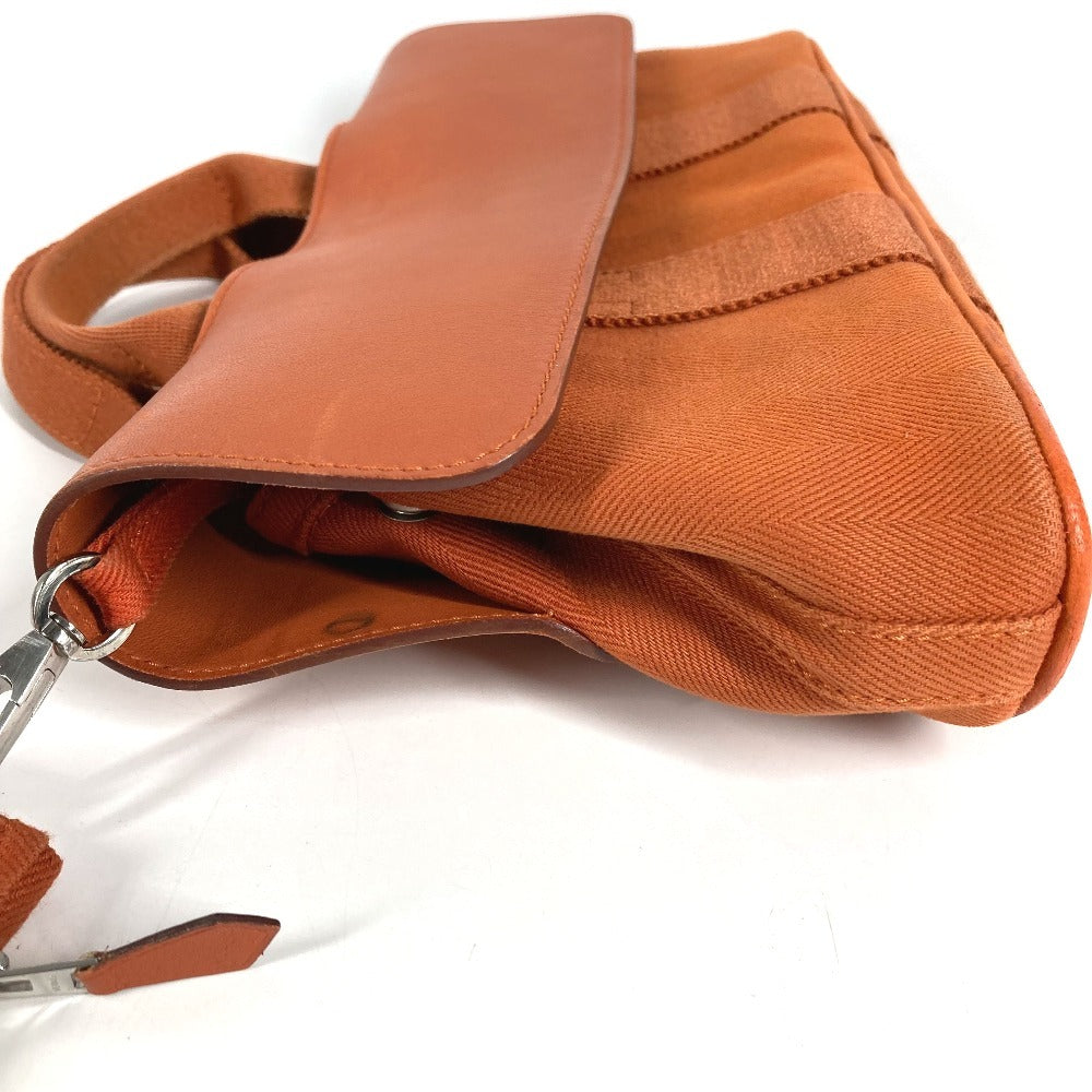 HERMES Valparaiso Long PM Tote Bag with Pouch, Leather/Canvas, Unisex, Orange