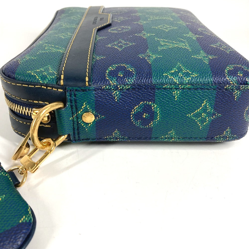 LOUIS VUITTON M26026 2025LV Fall Monogram Heritage Trio Messenger Bag (Large and Small Pouches Only) Pouch, Clutch Bag, Coin Case, Wallet, Second Bag, Unisex, Blue Stripe, Green